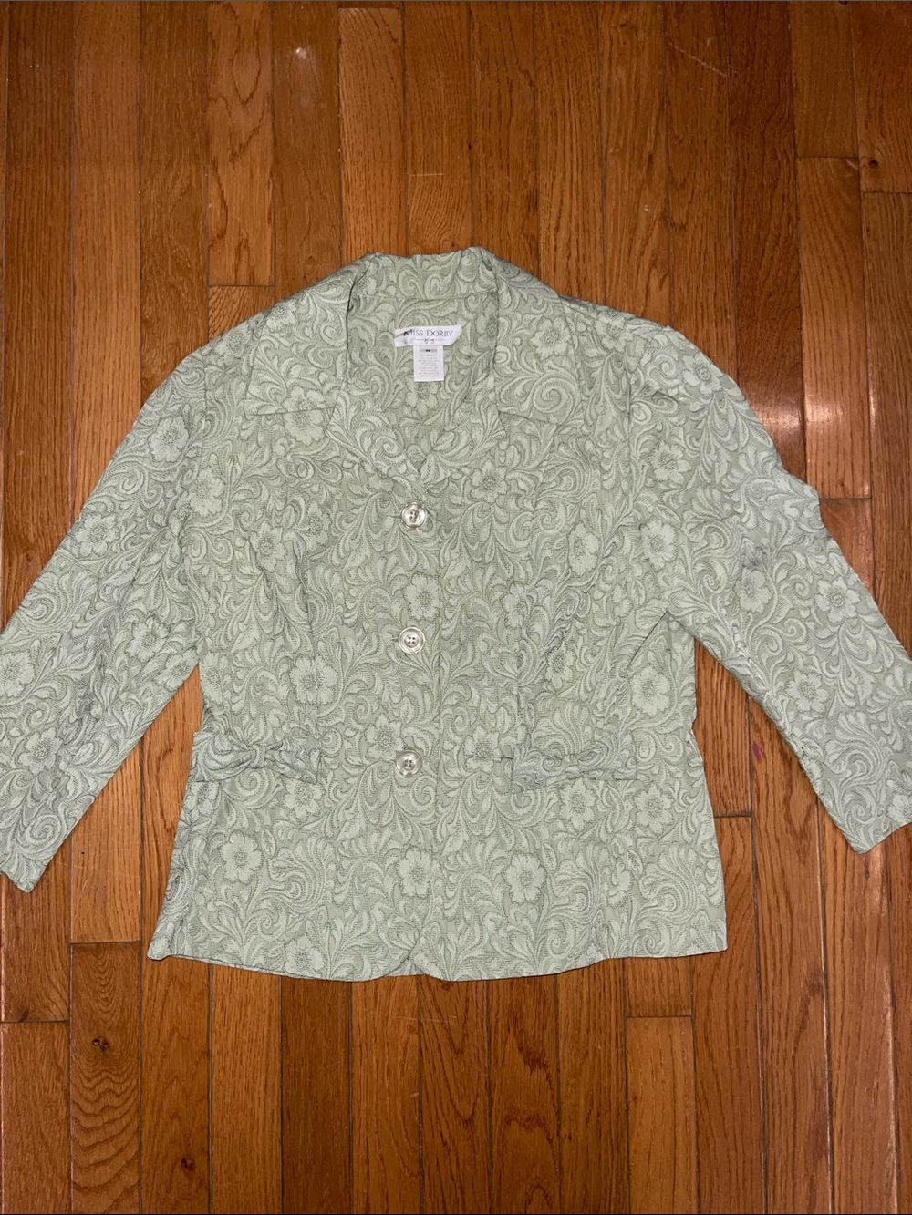 Miss Dorby Light Green Paisley Button-Front Blazer
